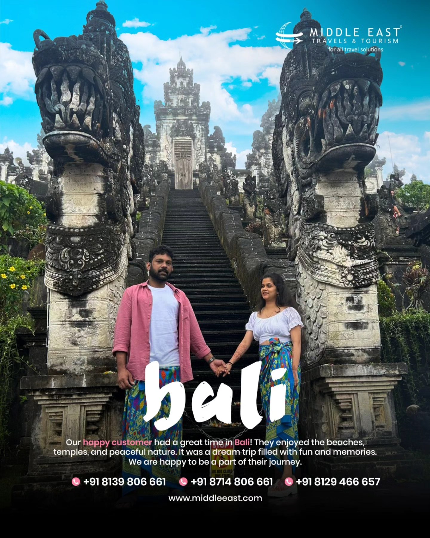 Couple at a temple in Bali